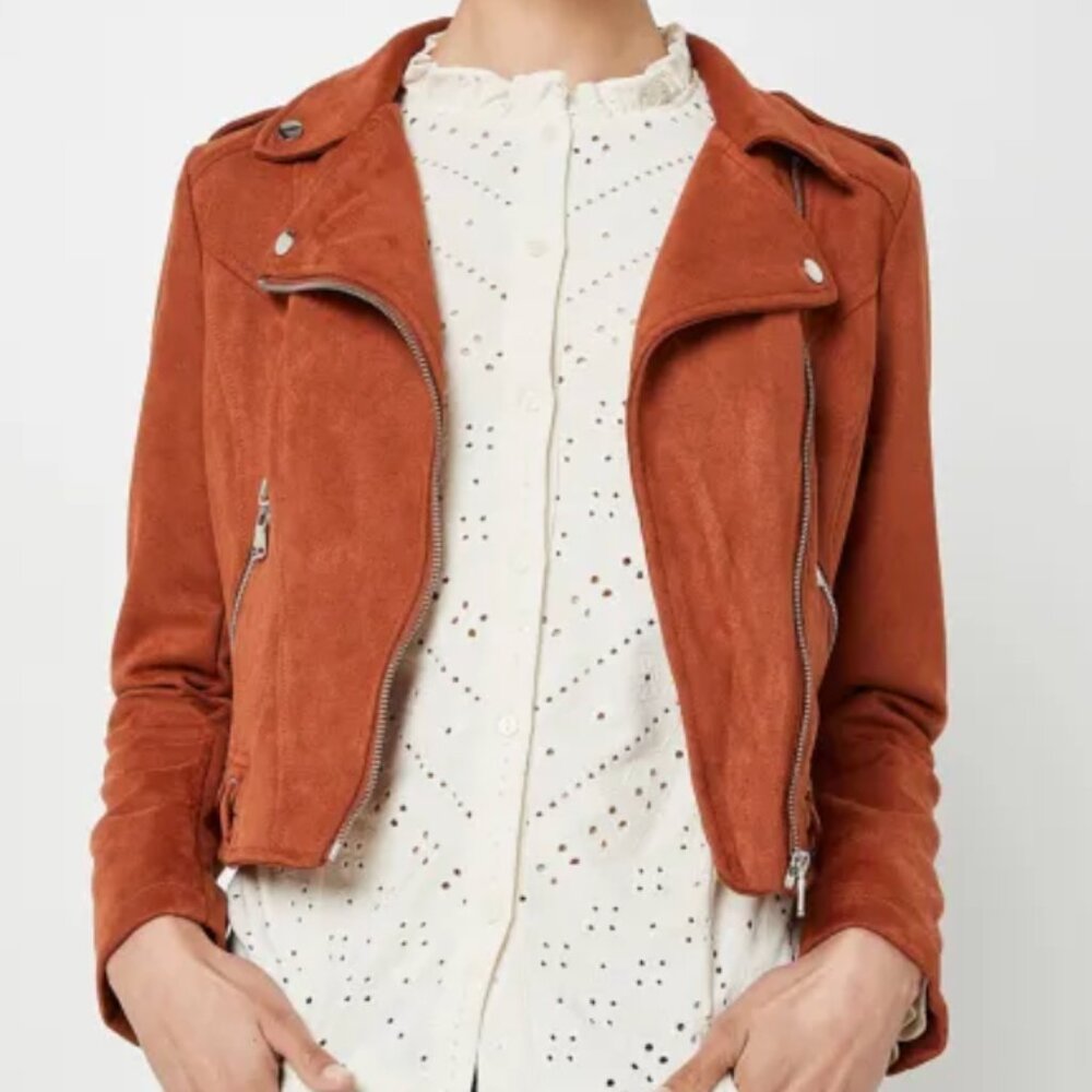 MOLLY BRACKEN - CROPPED SUEDE JACKET - RUST - XS